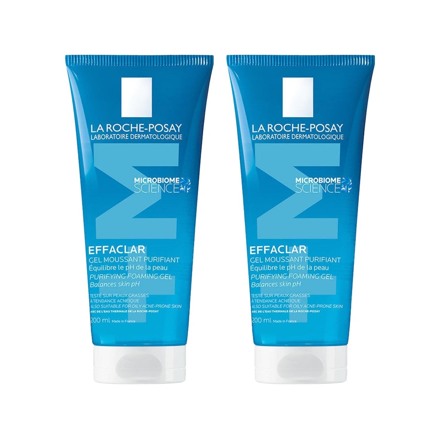 La Roche Posay Effaclar Gel Face Cleansing Gel for Acne-Prone Skin - Dermatologically Tested, 200ml x2