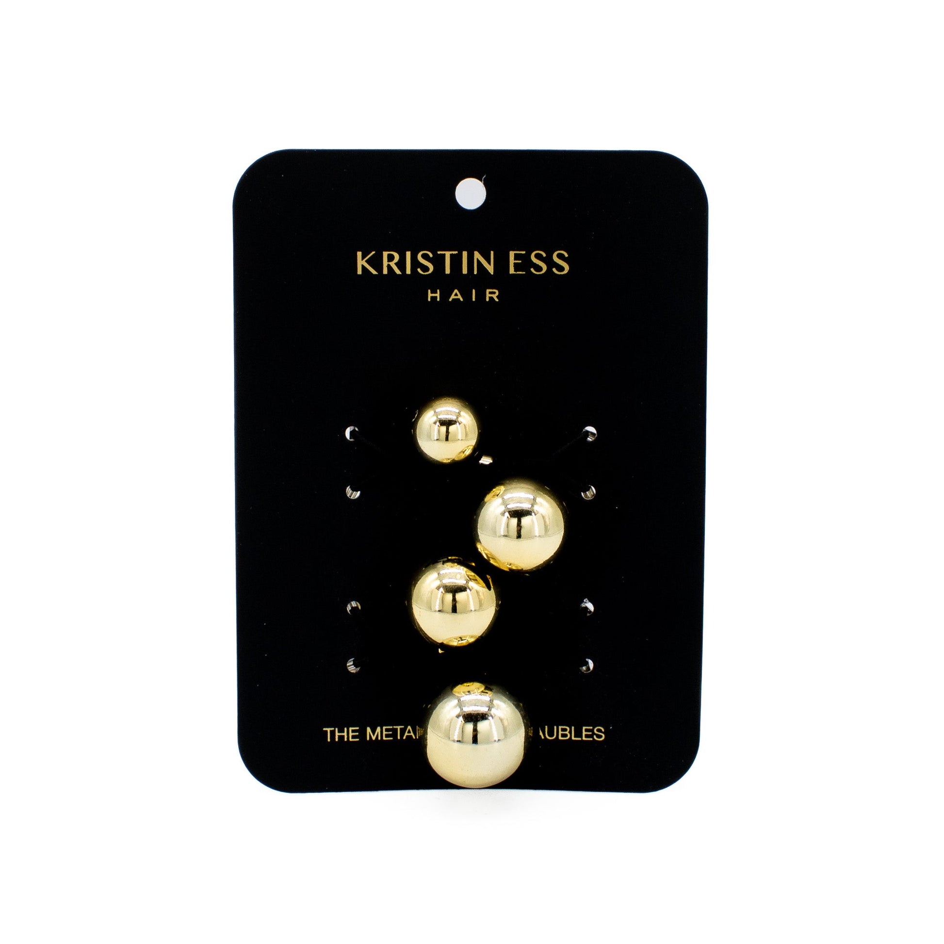 Kristin Ess The Metallic Pony Baubles Hair Elastics 2 pack Gold - New - M2G