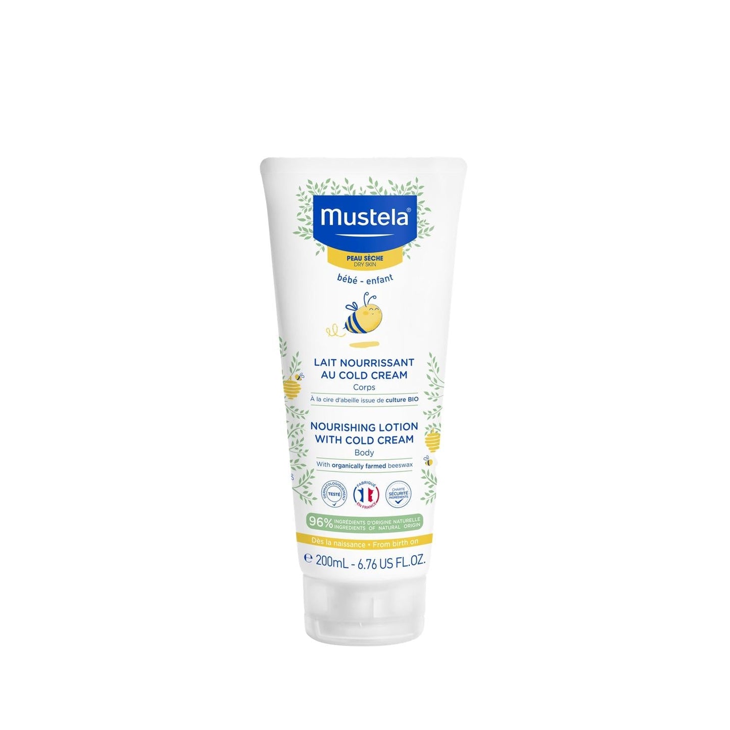 Mustela Nourishing Body Lotion for Newborns - Cold Cream, 96% Natural Ingredients, Dermatologically Tested - 6.76 fl oz