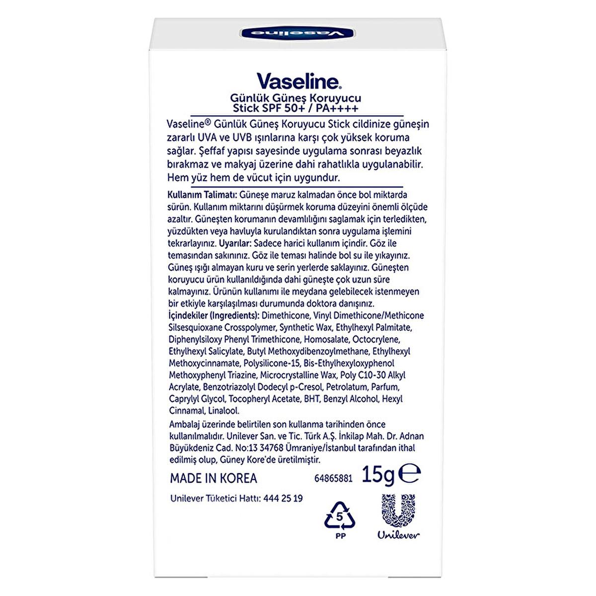 Vaseline SPF 50+ Sunscreen Stick: Daily UVA/UVB Protection, Clear & Non-Greasy, Watermelon Scented - Face & Body Sun Protection
