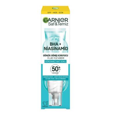 Garnier Daily Sunscreen Face Cream SPF 50+ - Non-comedogenic, Fragrance-free, BHA and Niacinamide for Acne-prone Skin