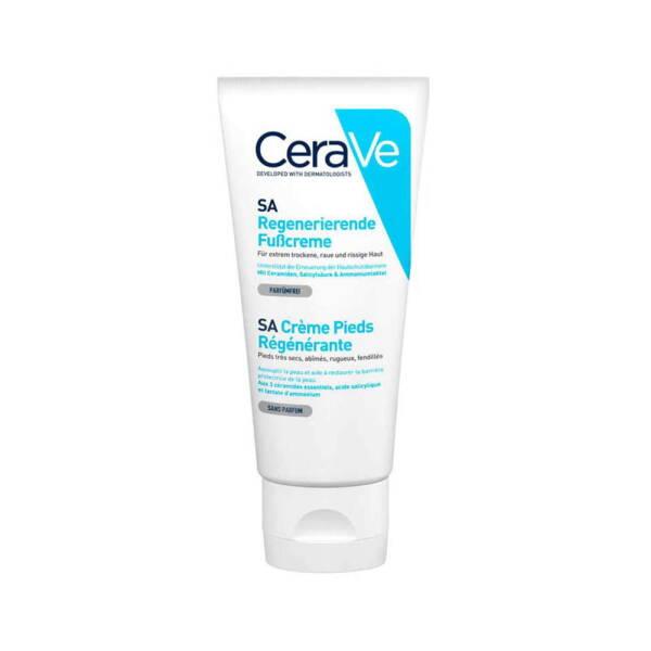CeraVe SA Renewing Foot Cream - Exfoliates Dry, Cracked Feet with Salicylic Acid, Moisturizes, Fragrance-Free, Hypoallergenic - 88ml (2.96 fl oz)