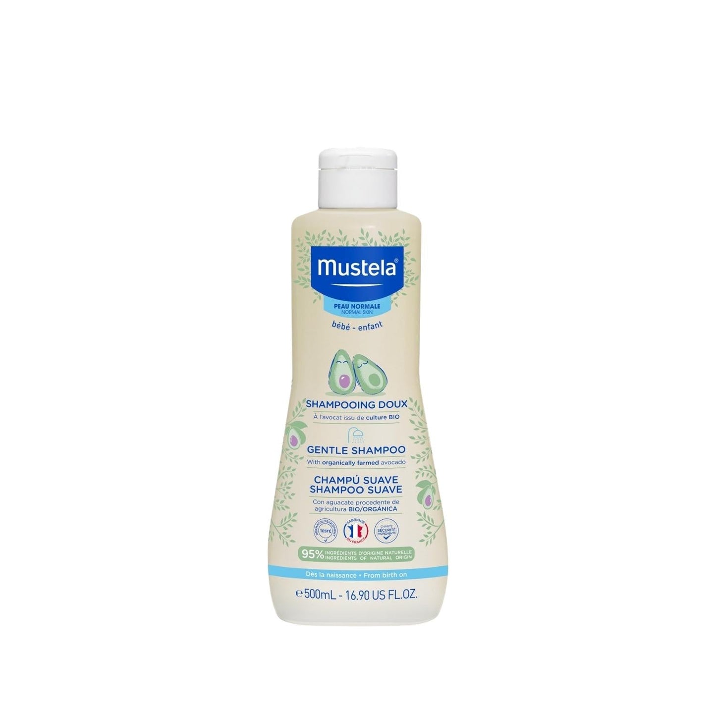Mustela Gentle Baby Shampoo, 500ml - Gentle, Natural, and Hypoallergenic for Sensitive Baby Skin