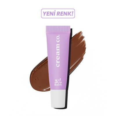 Cream Co. 3 in 1 Lip Balm - Mocha Tinted, Hyaluronic Acid & Ceramide - Moisturizing, Repairing, Vegan