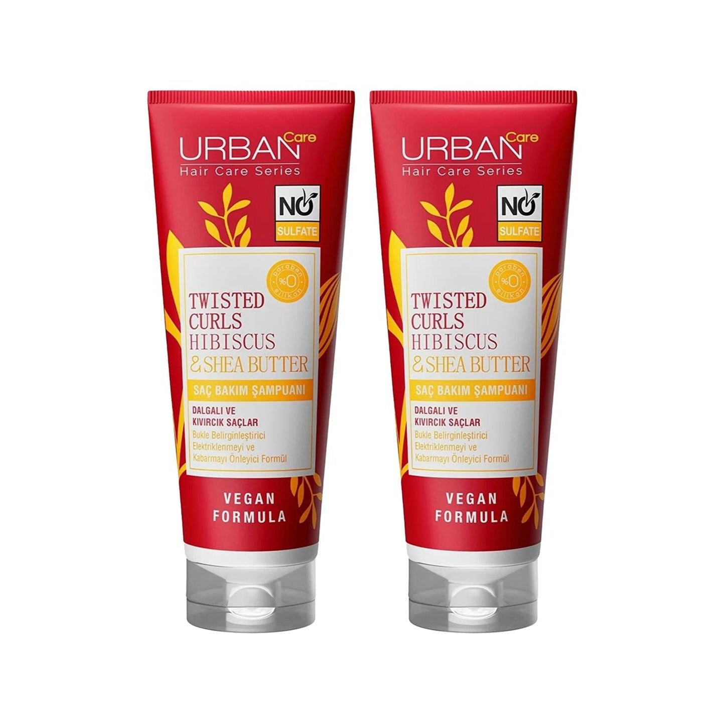 URBAN Care Sulfate-Free Shampoo for Curly & Wavy Hair - Hibiscus & Shea Butter, 2 x 250ml