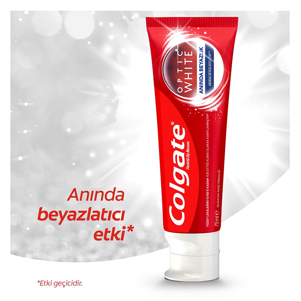 Colgate Optic White Whitening Toothpaste - Instant Whitening Effect, Enamel Safe, 0.68 fl oz