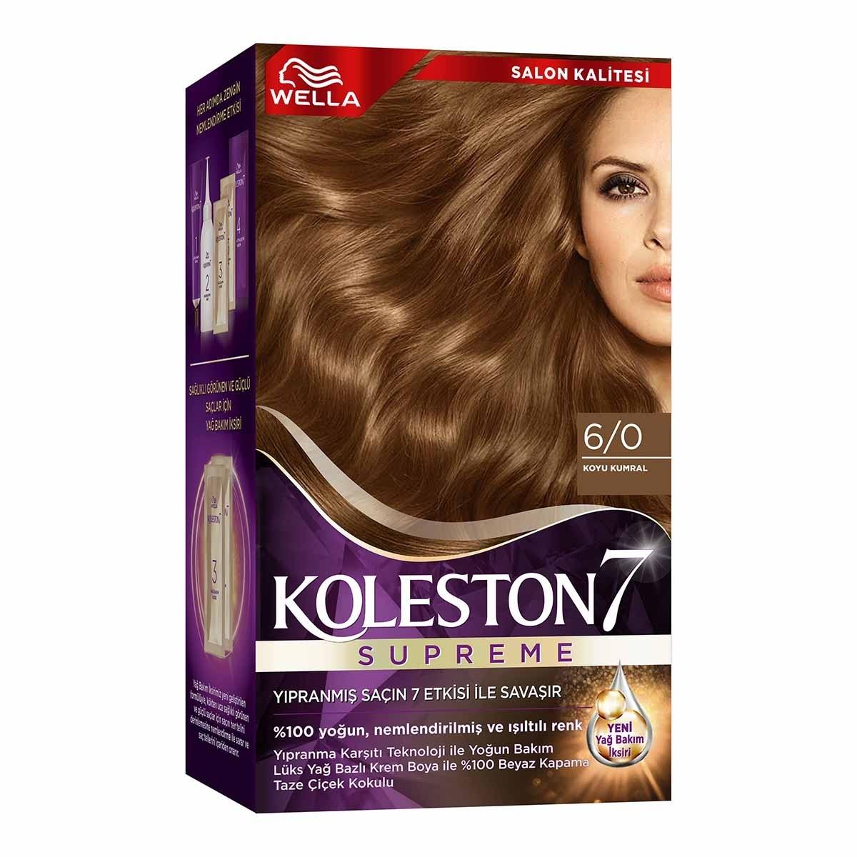 Wella Koleston Supreme: Dark Blonde 6/0 Hair Dye - Intense, Long Lasting Color & Gray Coverage + Conditioning Oil Treatment - At-Home Hair Color Kit