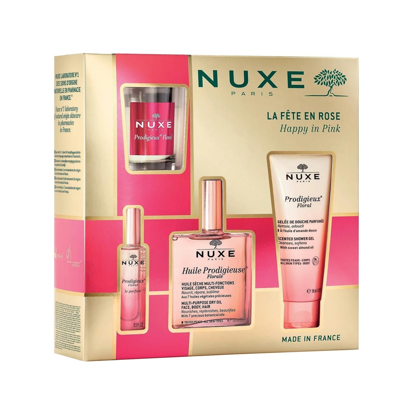 Nuxe Prodigieux Floral Happy in Pink Beauty Set - Luxury Skincare Gift Set with Multiple Beauty Products