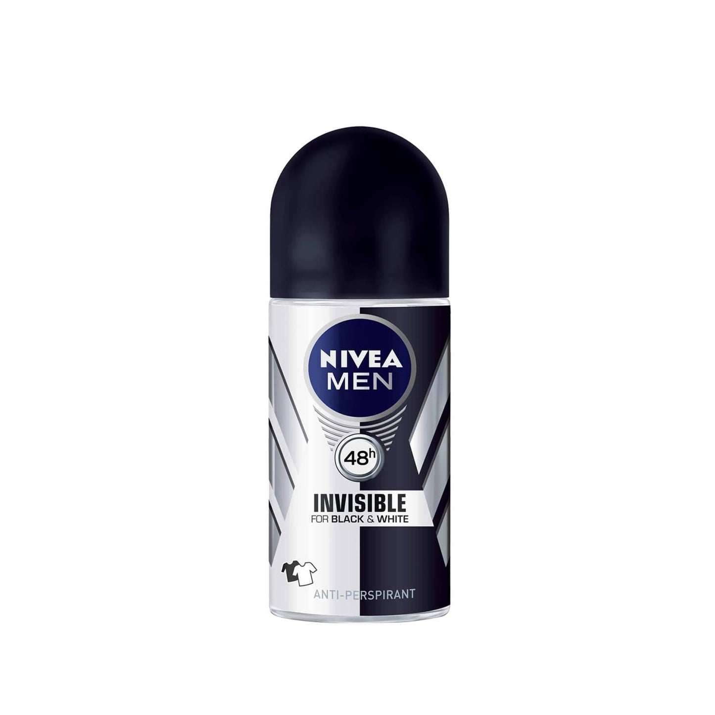 Nivea Men Invisible Black&White Roll-On Antiperspirant Deodorant - 50 ml, Prevents Sweat Stains, Long-Lasting Freshness