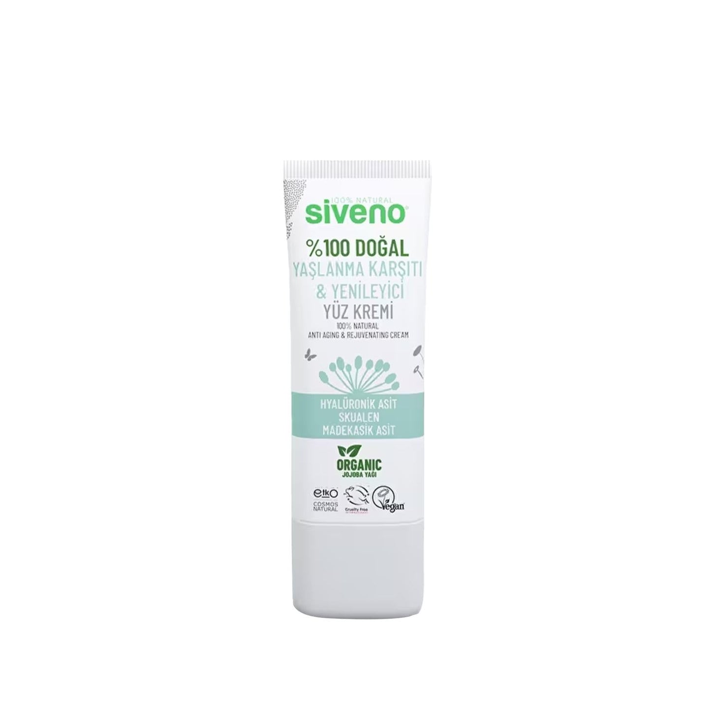Siveno Natural Anti-Aging Face Cream - 100% Organic & Rejuvenating Facial Moisturizer for Aging Skin, 1.01 fl oz