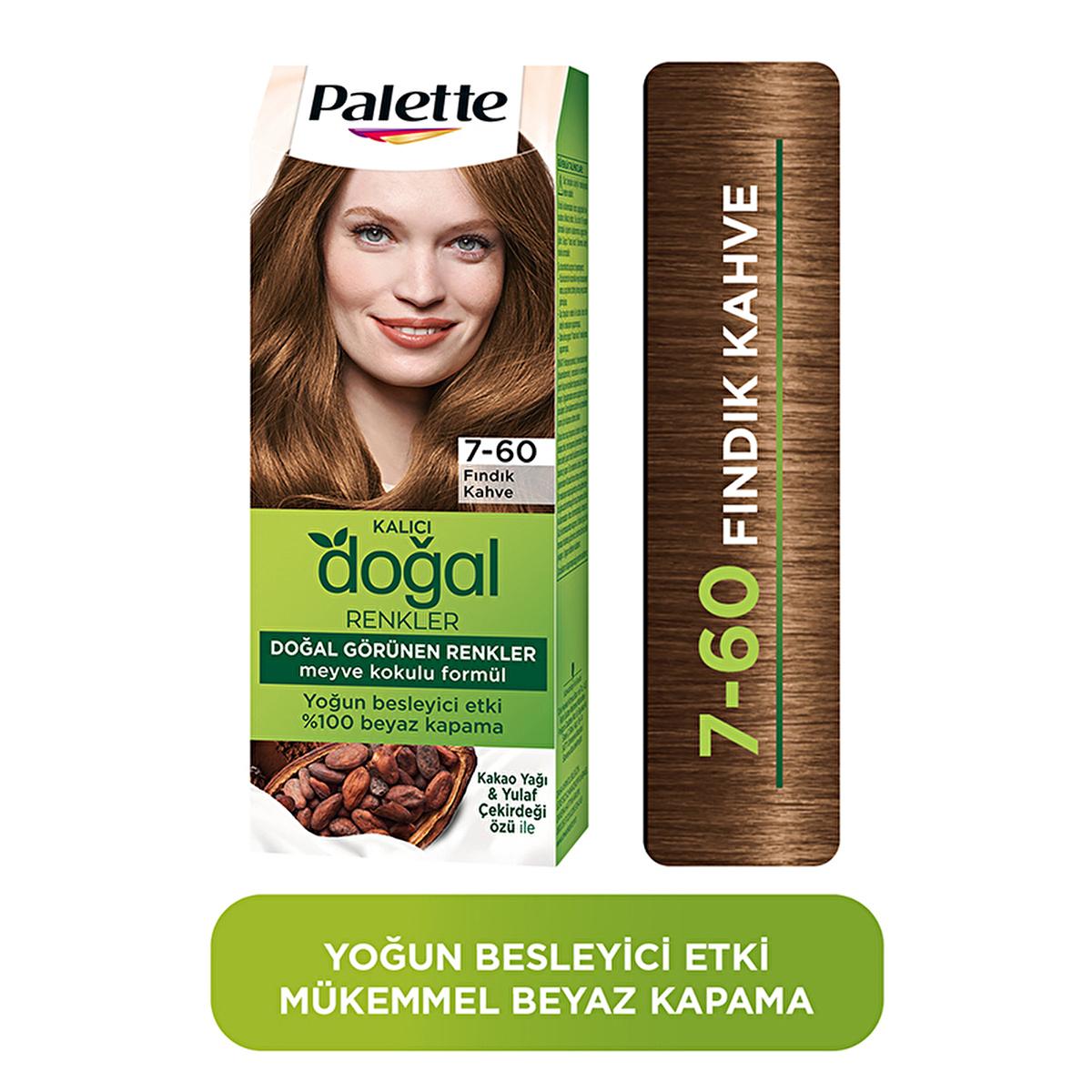 Palette Natural Hair Dye - Long-lasting Color with Natural Ingredients - 7-60 Fındık Kahve