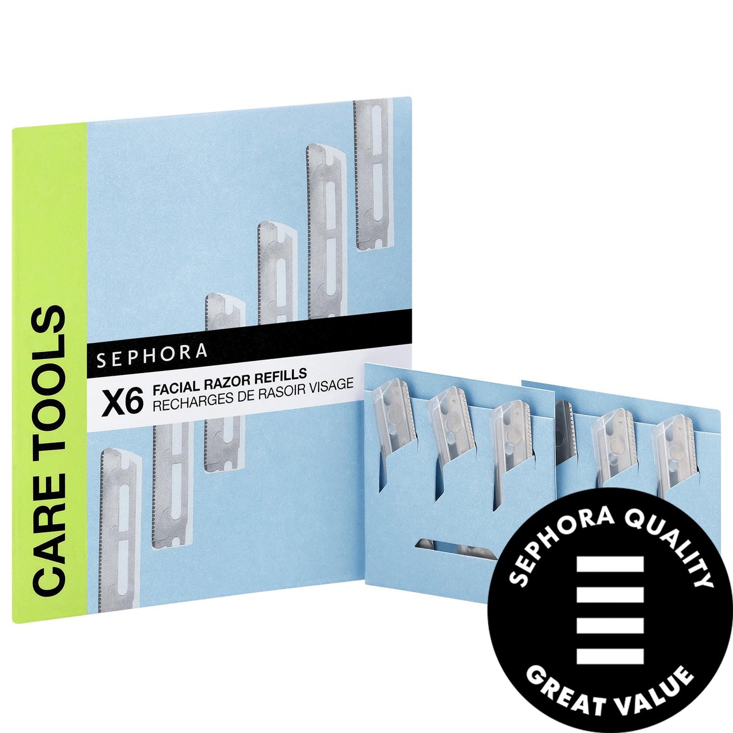 Sephora Collection Facial Razor Refills - Premium Metal Blades for Smooth Facial Hair Removal, 6-Piece Pack