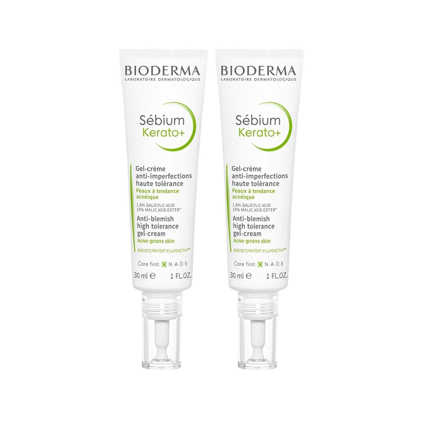 Bioderma Sebium Kerato+ Facial Moisturizer: Acne & Blemish Treatment Gel Cream, Oily Skin Hydration - 2 x 30ml
