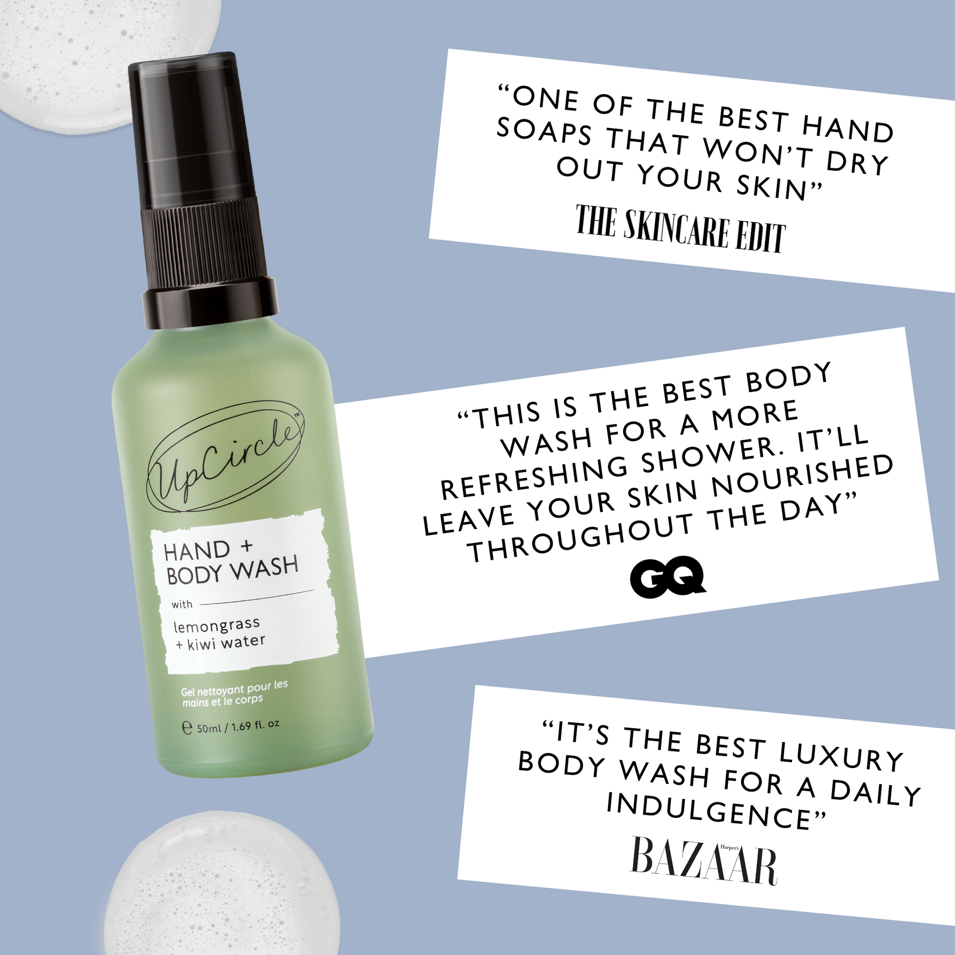 Natural Hand + Body Wash with Lemongrass - Travel Size - M2G