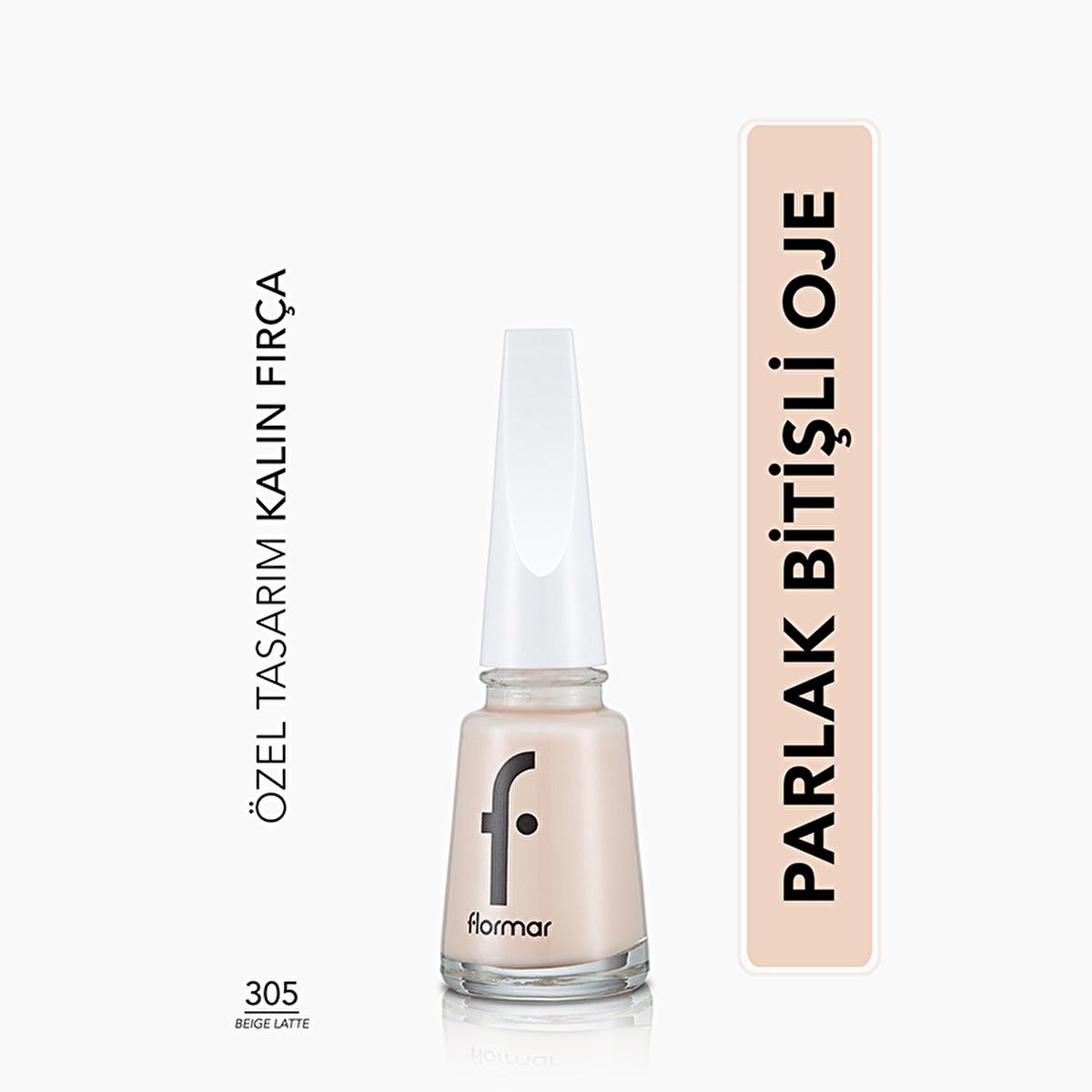 Flormar Nail Enamel - Beige Latte 305 | High Pigment, Long-Lasting