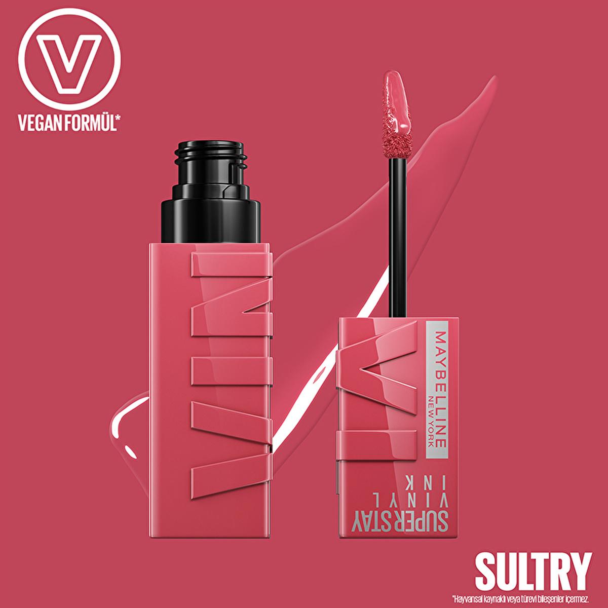Maybelline New York Super Stay Vinyl Ink Liquid Lipstick - Long Lasting, High Shine, Smudge Resistant - 160 Sultry