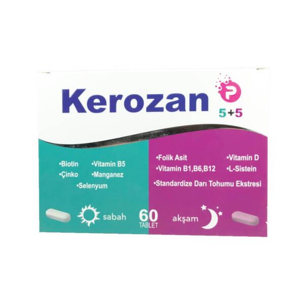 Kerozan P 60 Tablet: Vitamin B5, Zinc, Biotin, Folic Acid & Selenium Dietary Supplement for Enhanced Hair, Skin, Nails & Immune Support
