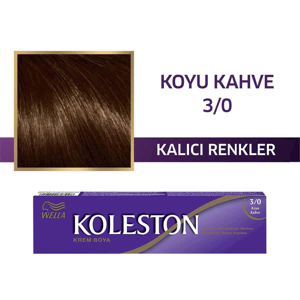 Wella Koleston Single Tüp Boya 3/0 Koyu Kahve - Dark Brown Hair Dye for Gray Coverage