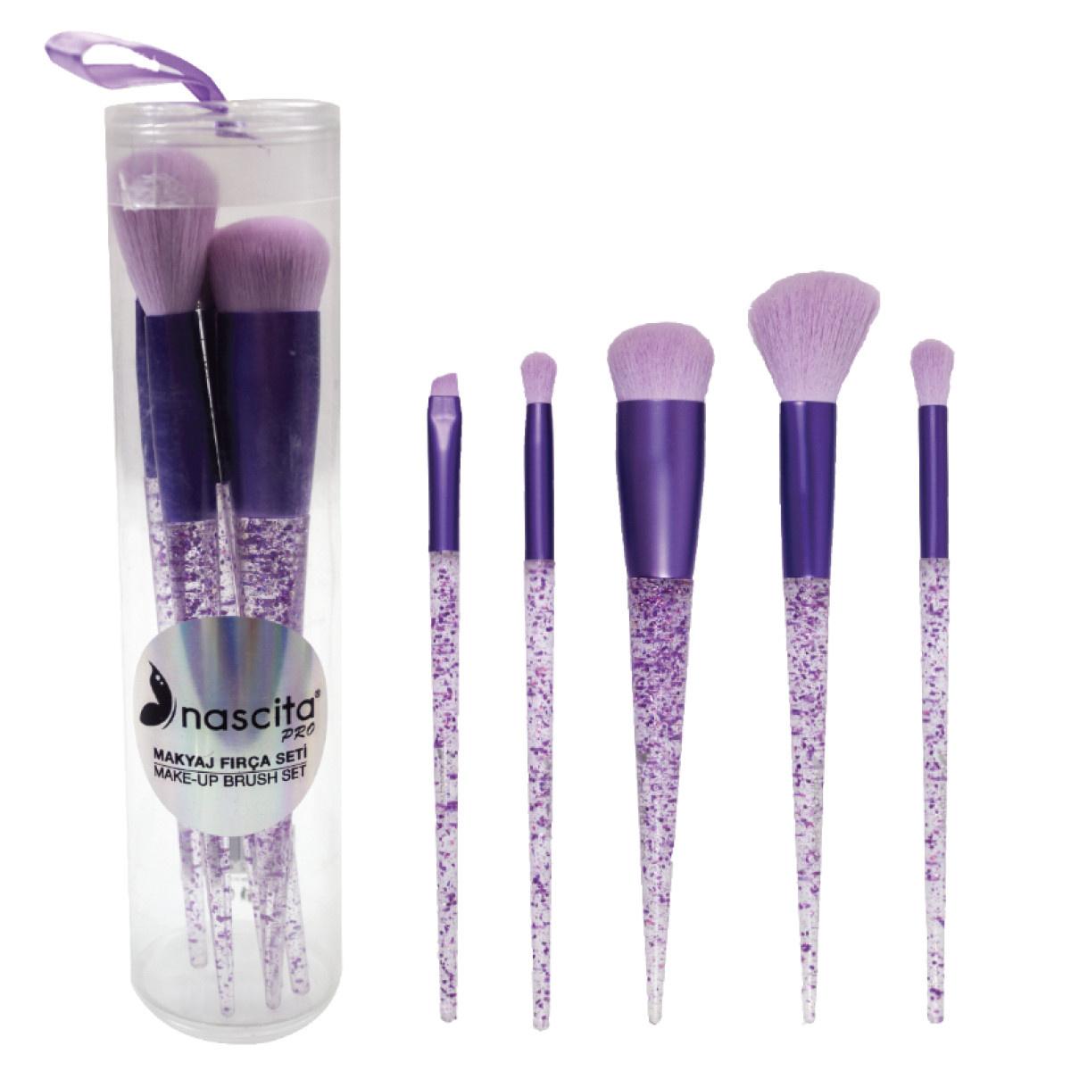 Nascita Professional 5-Piece Makeup Brush Set - High-Quality Synthetic Bristles for Flawless Application