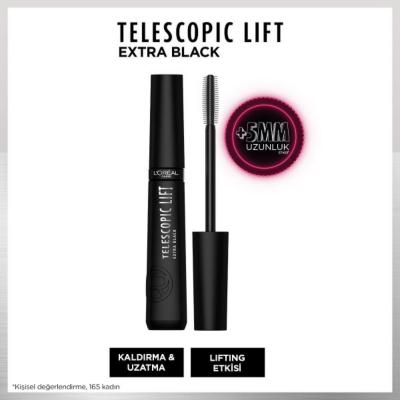Loreal Paris Telescopic Lift Extra Black Mascara - Long-Lasting, Volumizing, Lengthening Mascara for Dramatic Eye Look