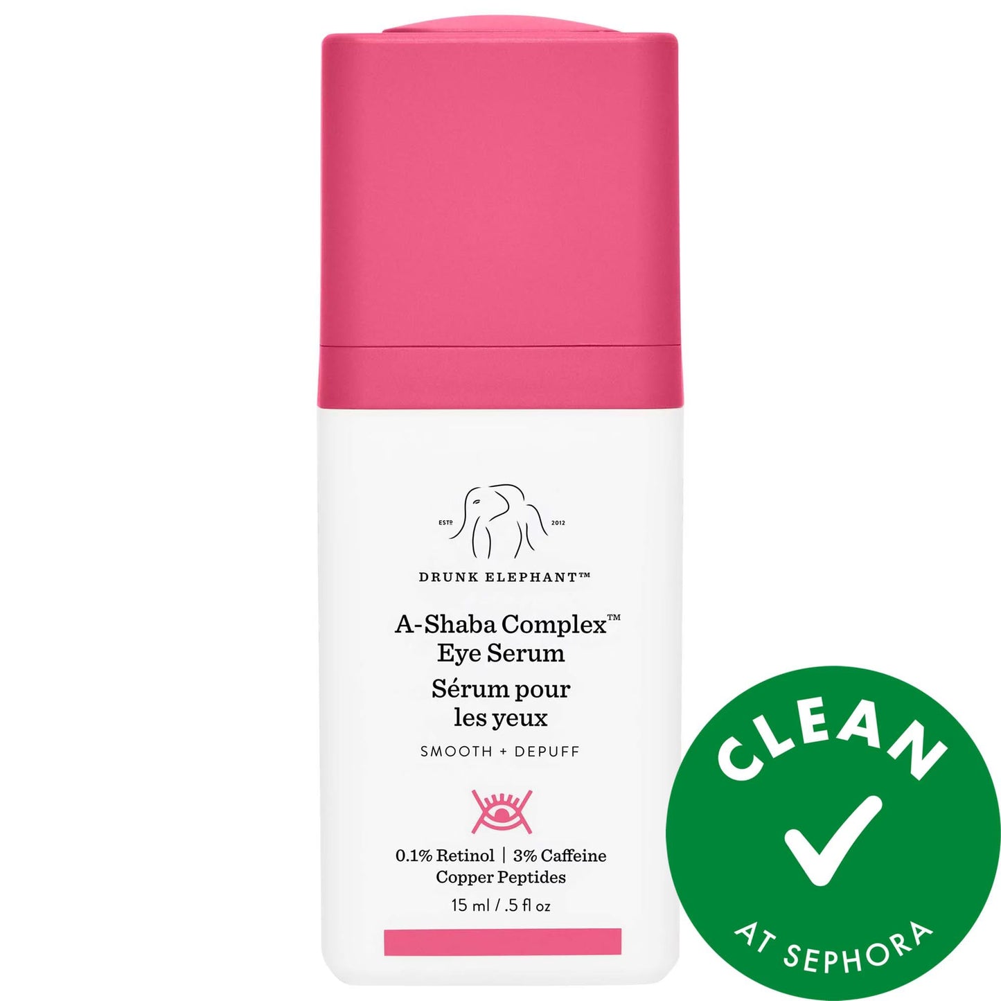 Drunk Elephant A-Shaba Complex Retinol Eye Serum: Reduce Fine Lines, Wrinkles & Puffiness with Caffeine & Copper Peptides - Vegan & Cruelty-Free
