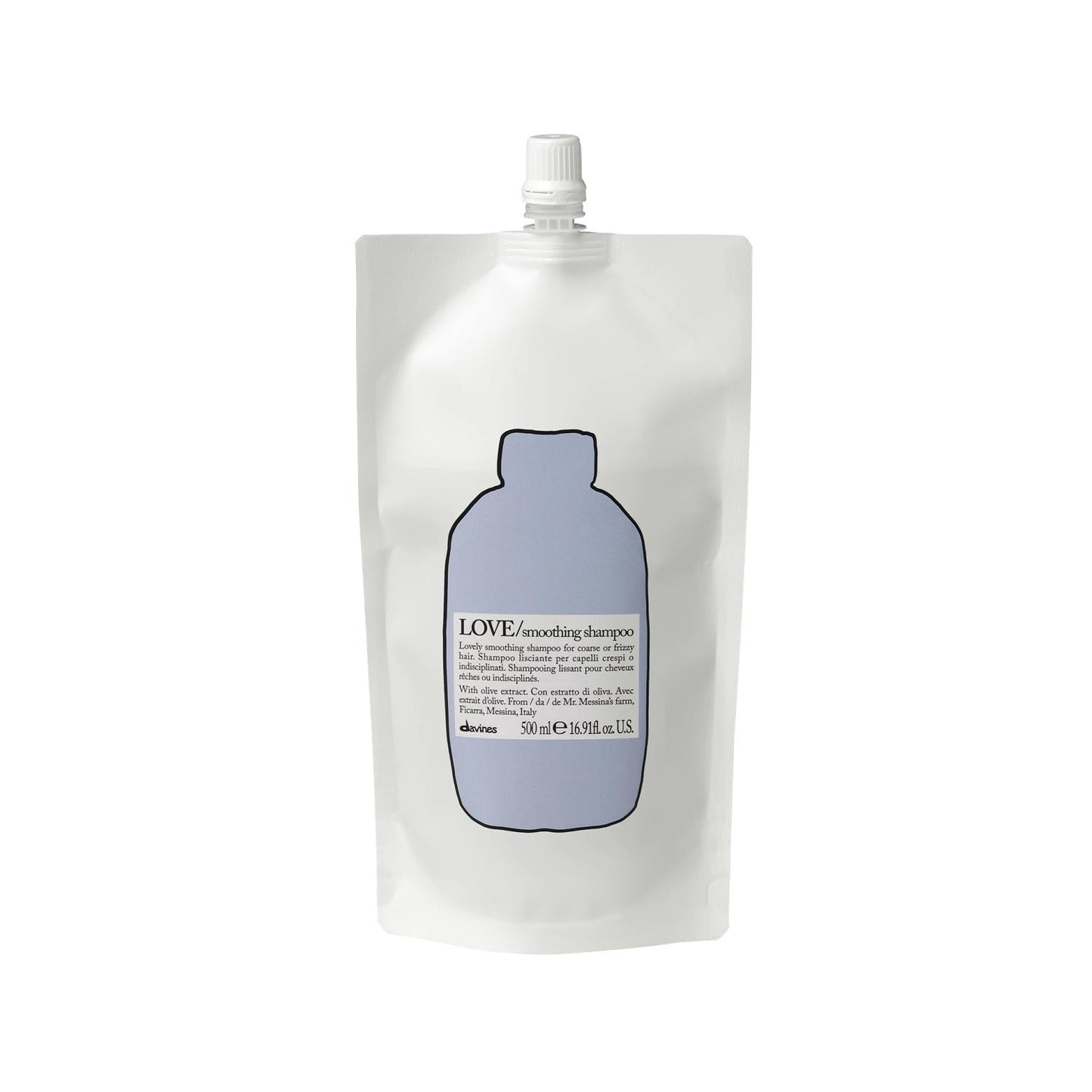 Davines Love Smoothing Shampoo Refill 500ml - Hair Smoothing Product for Curly Hair