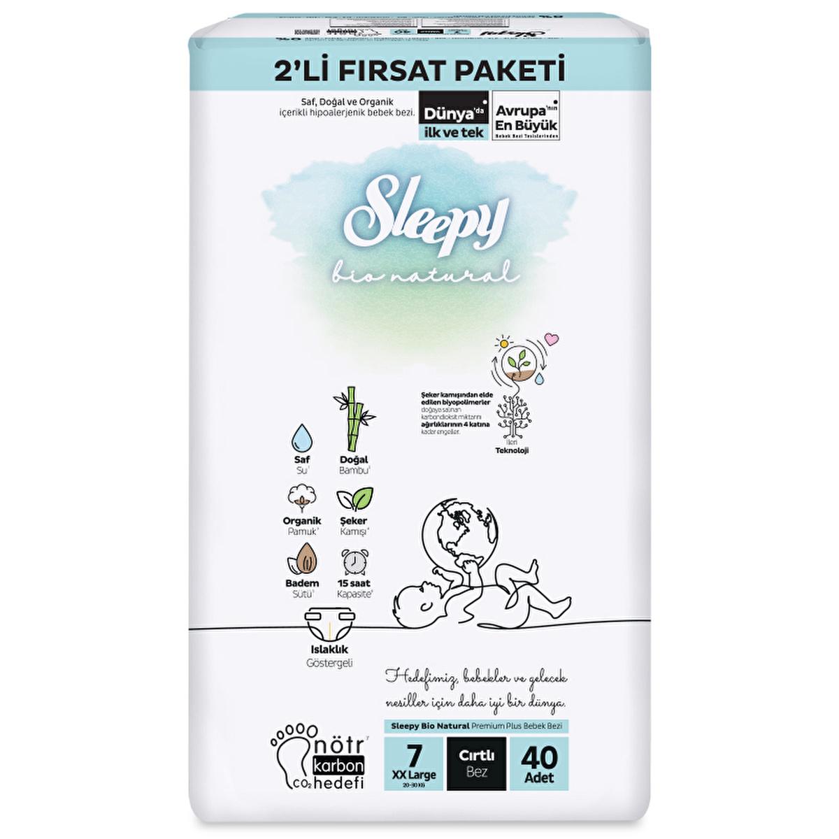 Sleepy Bio Natural XXL Diapers - Eco-Friendly, High Absorbency, 40 Count
