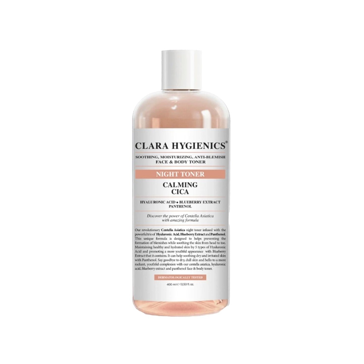 Clara Hygienics Vegan Calming Cica Face and Body Toner for Sensitive Skin - 13.53 fl oz, Hydrating, Spot Correction, Soothing Skincare