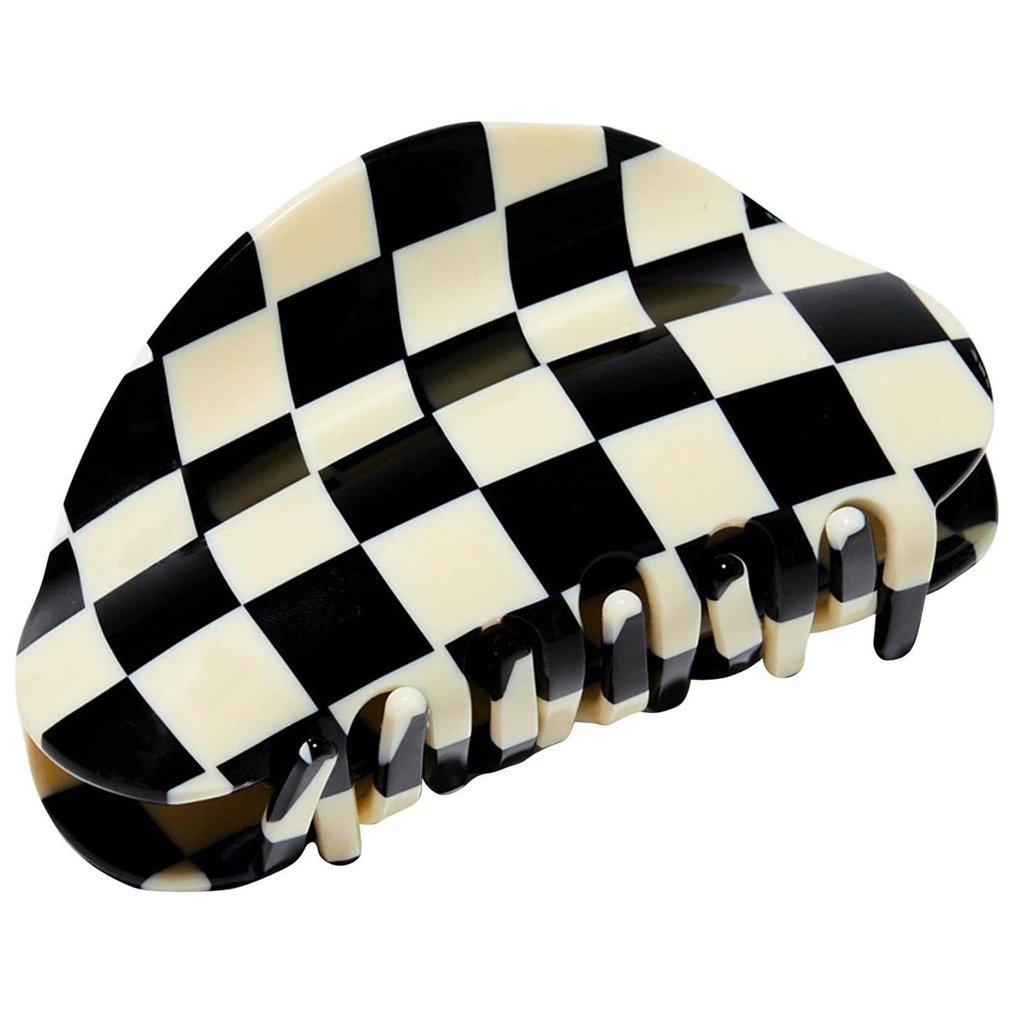 Chunks Medium Checker Hair Claw Clip: Secure Hold, Bold Style, Sustainable Acetate - Black & White Hair Accessories