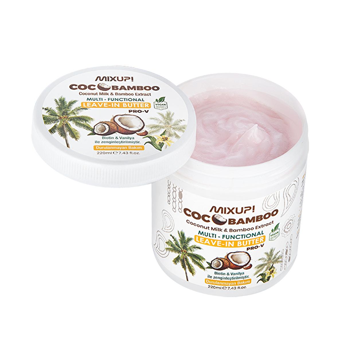 Mixup. CocoBamboo Hair Leave-In Treatment: Repair, Hydrate & Shine with Coconut Oil & Bamboo for Dry, Damaged Hair - 7.44 fl oz