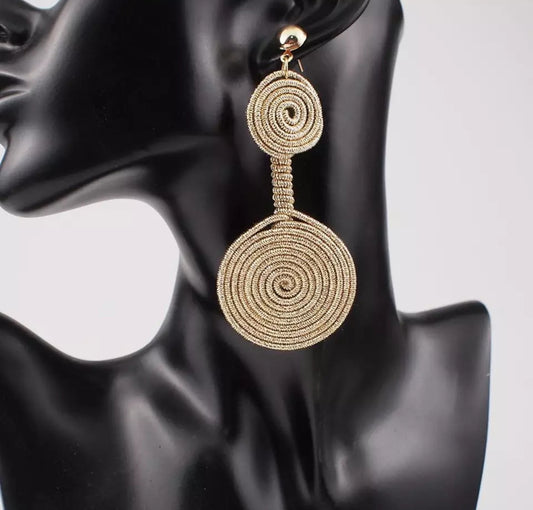 Spiral Wire Wrapping Double Circle Drop Earrings Earrings - M2G
