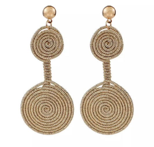 Spiral Wire Wrapping Double Circle Drop Earrings Earrings - M2G