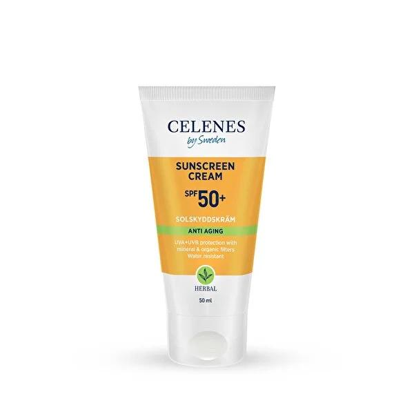 Celenes Anti-Aging Sunscreen Cream SPF50 - Mineral & Organic Sun Protection for Sensitive Skin