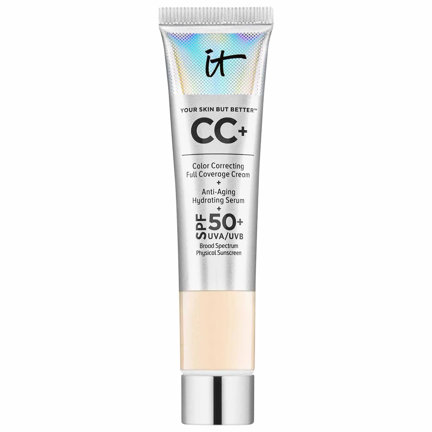 IT Cosmetics CC+ Cream: Full Coverage Color Correcting Foundation with SPF 50+ - Hydrating, Anti-Aging, and Blemish Camouflaging Makeup