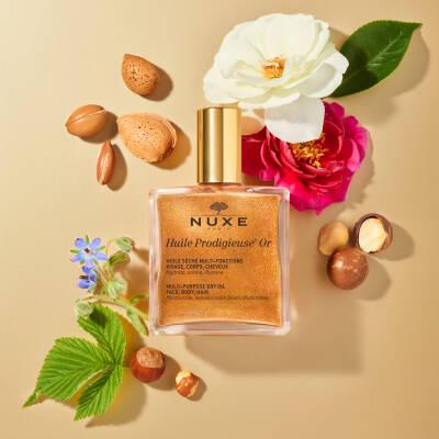 Nuxe Huile Prodigieuse Or: Shimmering Golden Dry Oil for Face, Body & Hair - Natural Multi-Purpose Illuminating Oil