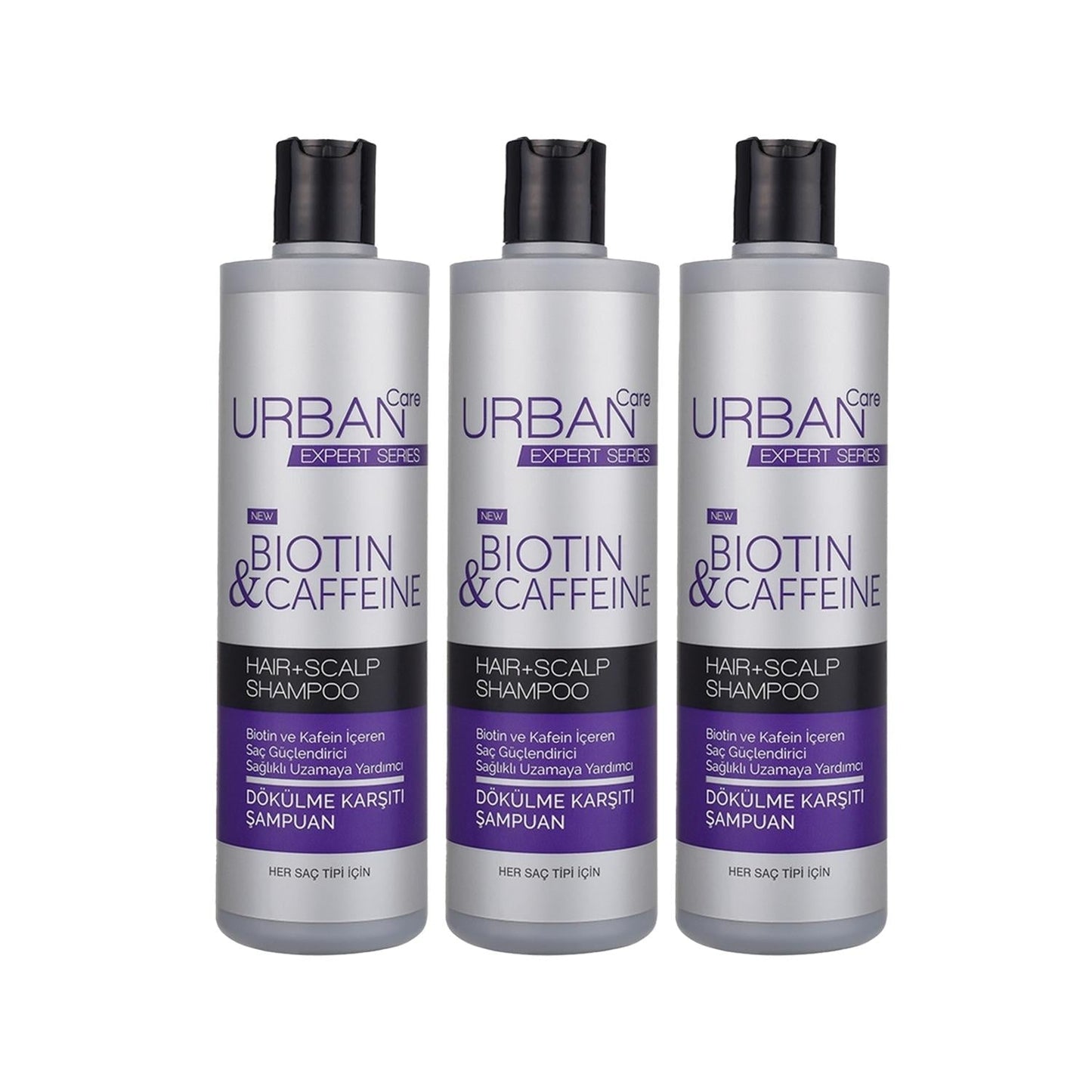 URBAN Care Expert Biotin & Caffeine Anti-Hair Loss Shampoo - 3 Pack of 350ml - Strengthens Hair Follicles & Reduces Shedding