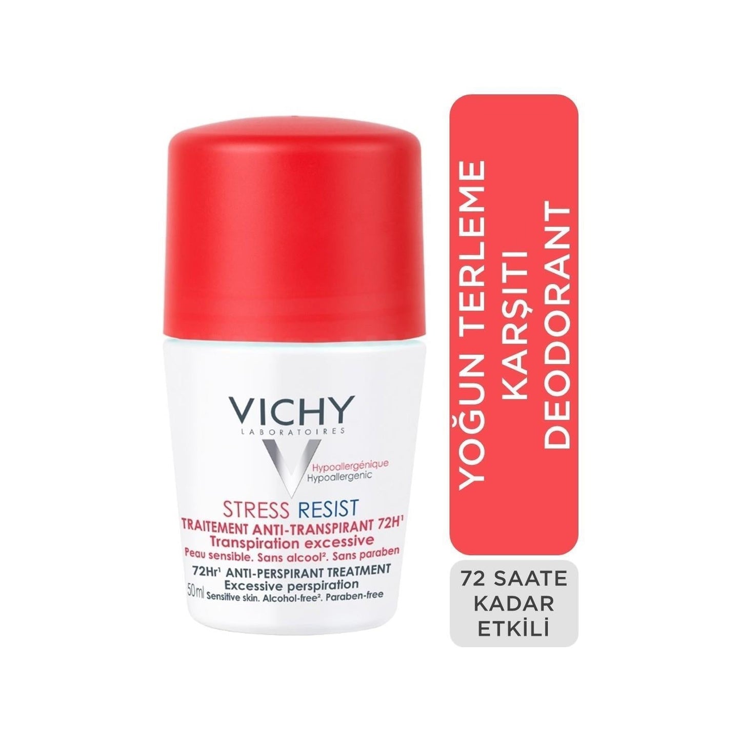 Vichy Stress Resist Anti-Transpirant Deodorant - 72 Hour Sweat Protection, Hypoallergenic, Sensitive Skin Friendly