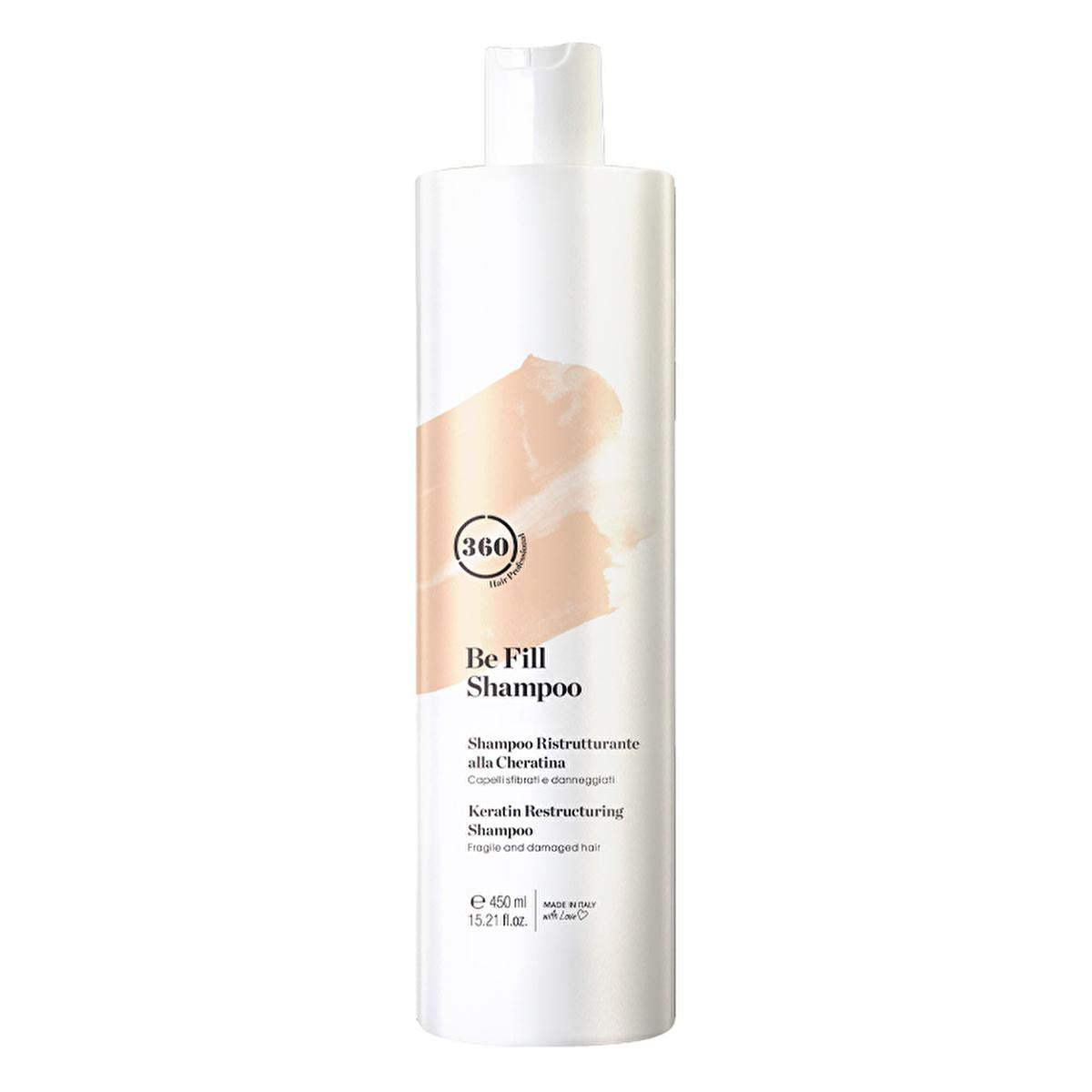 360 Hair Professional Keratin Shampoo - Revitalizing & Strengthening for Damaged, Brittle Hair - Heat Protection, 15.22 fl oz