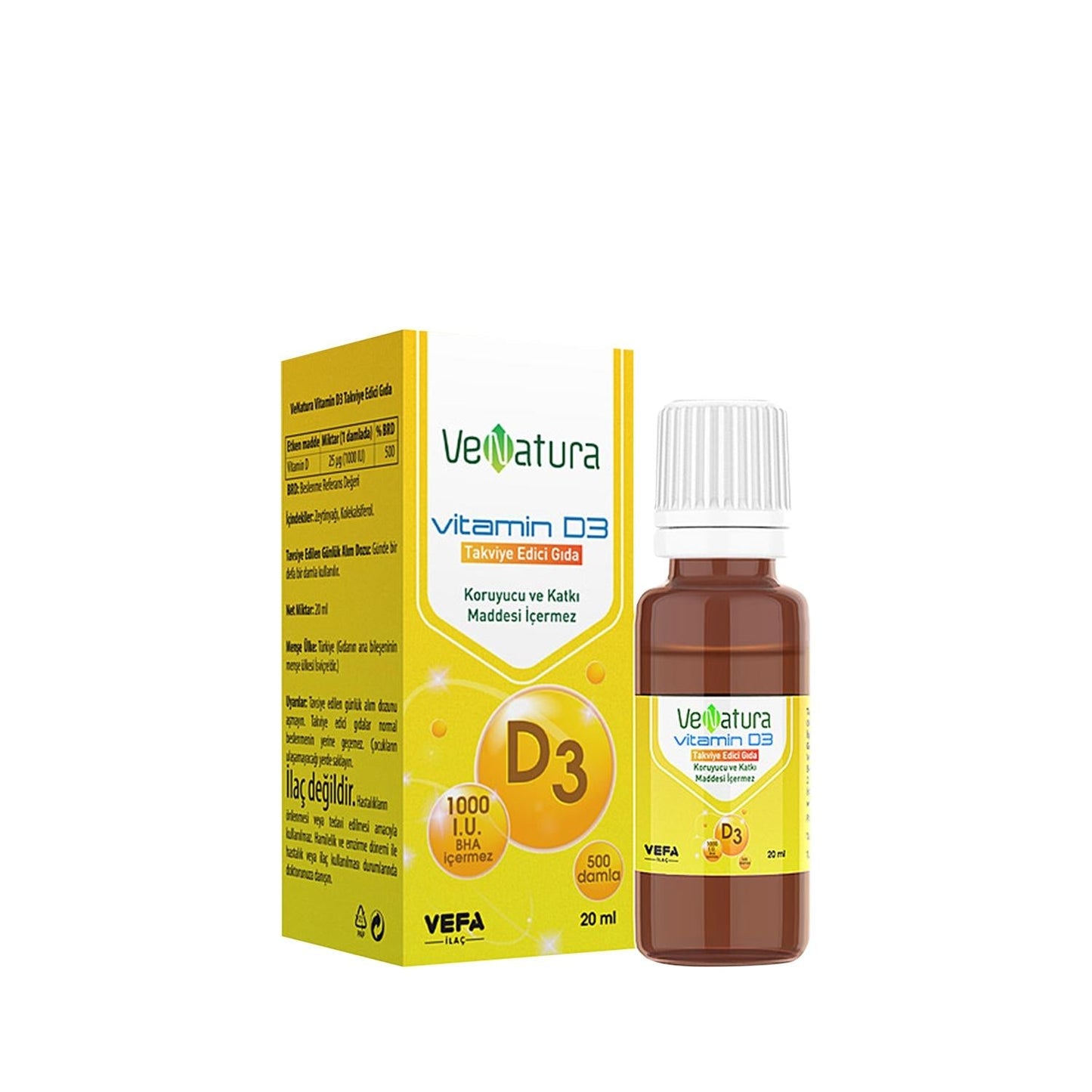 VeNatura Vitamin D3 1000 IU Drops: Boost Immunity & Bone Health - High Potency Cholecalciferol Supplement, 460 Servings
