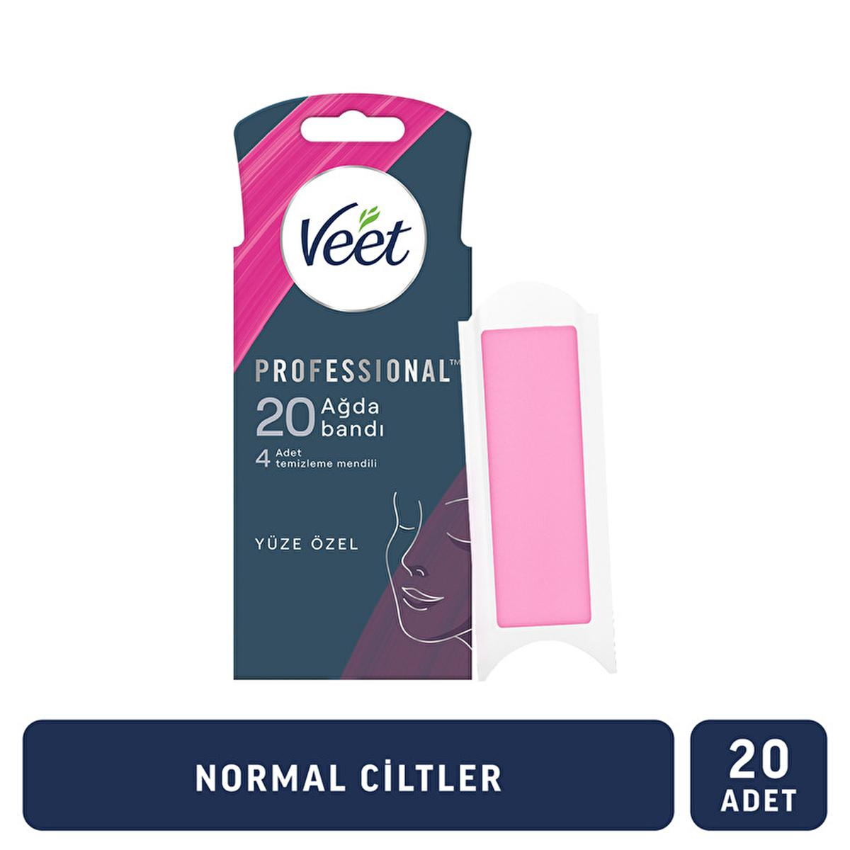 Veet Professional Facial Wax Strips for Normal Skin - Easy Gelwax Technology, 20 Strips