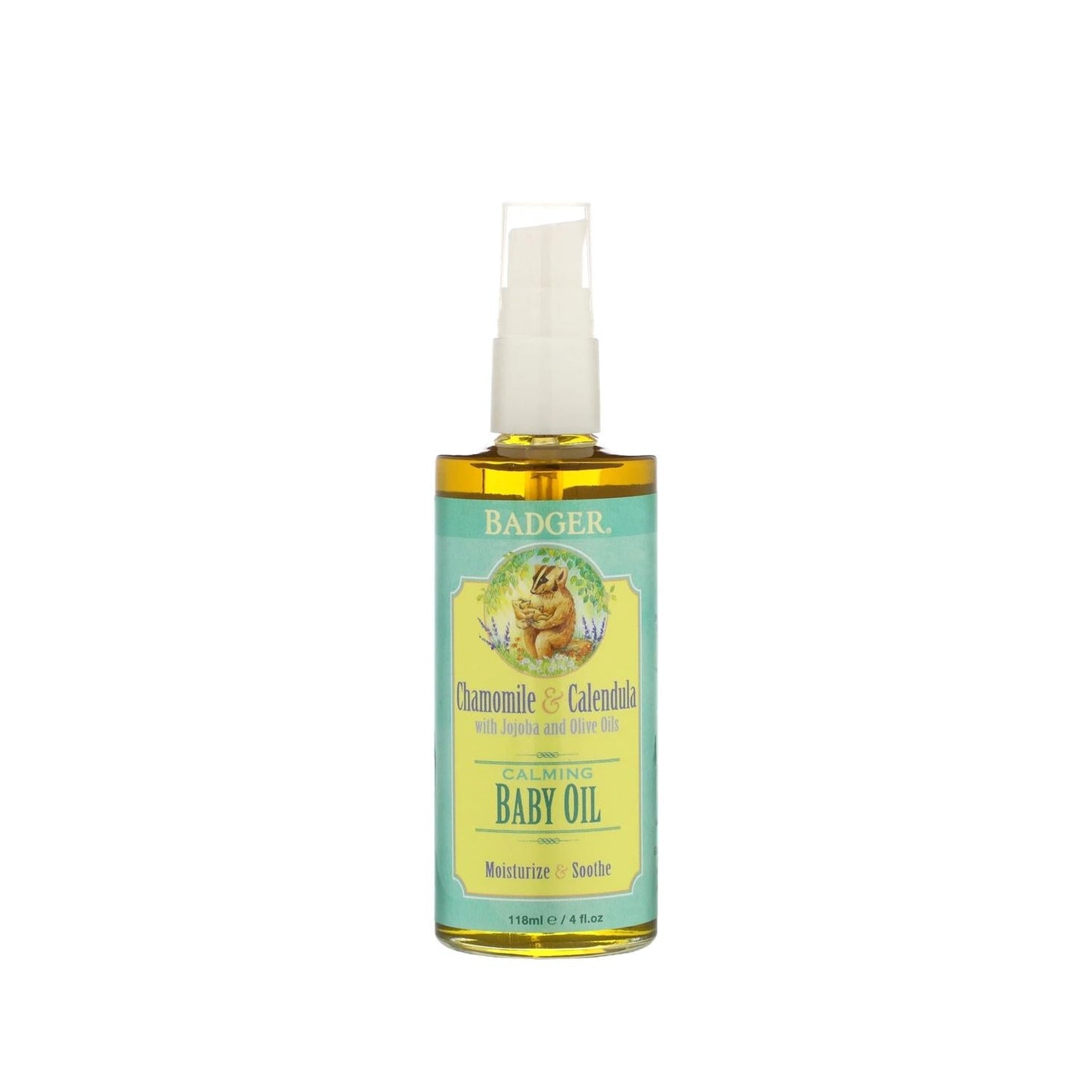 Badger Baby Oil 118ml - Natural & Gentle Baby Skin Care for Newborns & Infants