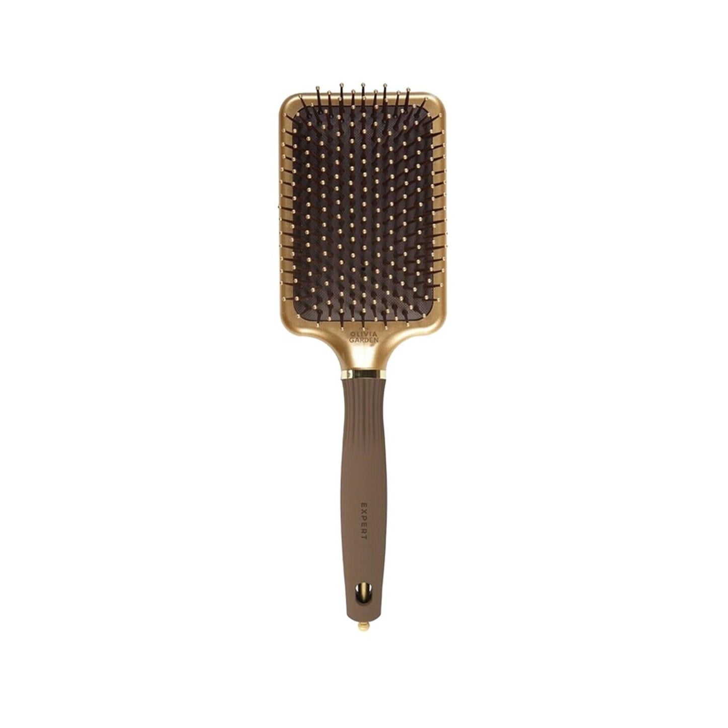 Olivia Garden Expert Care Rectangular Nylon Bristle Gold Brown L Hair Brush for Professional Styling and Detangling