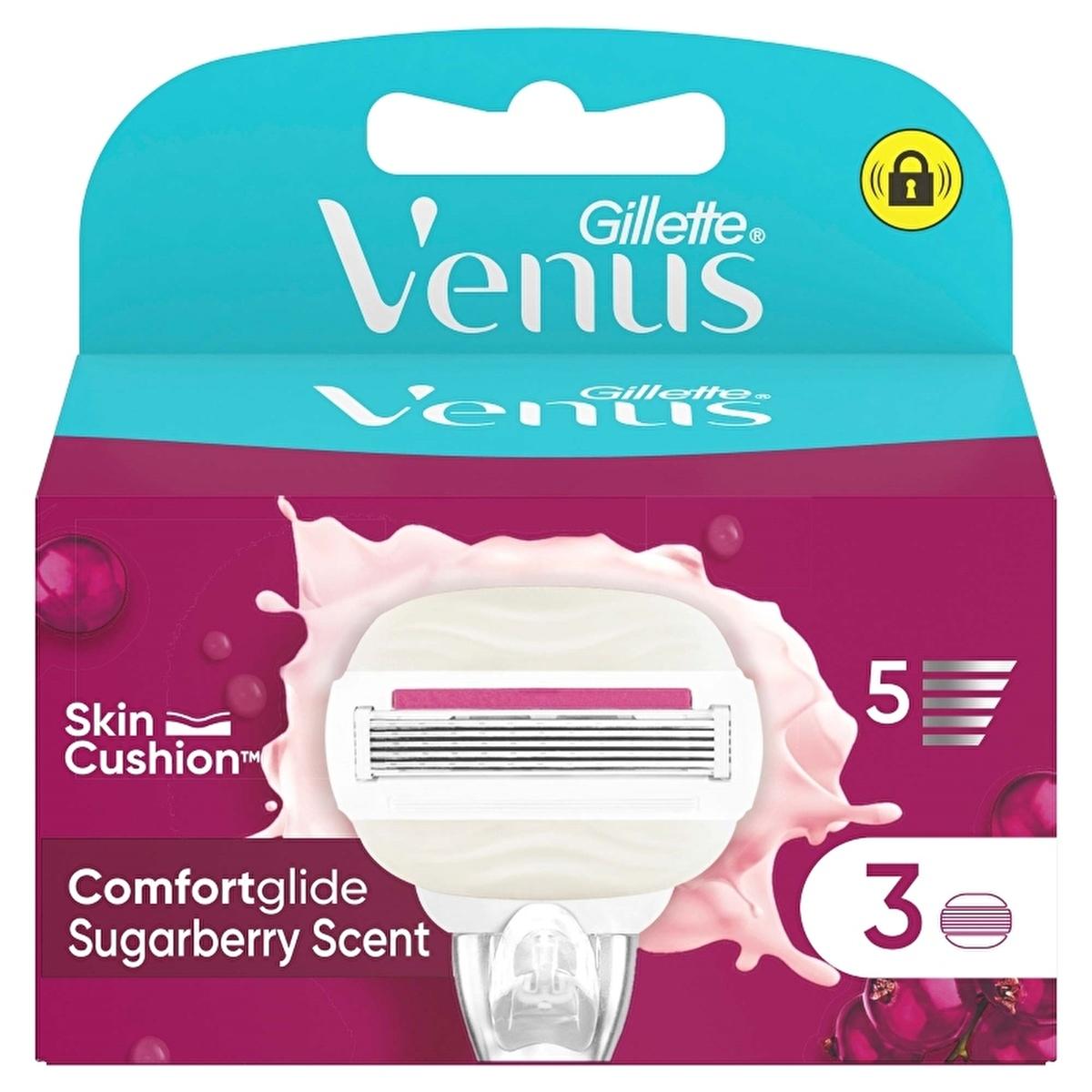 Gillette Venus Comfort Glide Sugarberry Women's Razor Refills - 3 Count, Smooth Shaving for Sensitive Skin