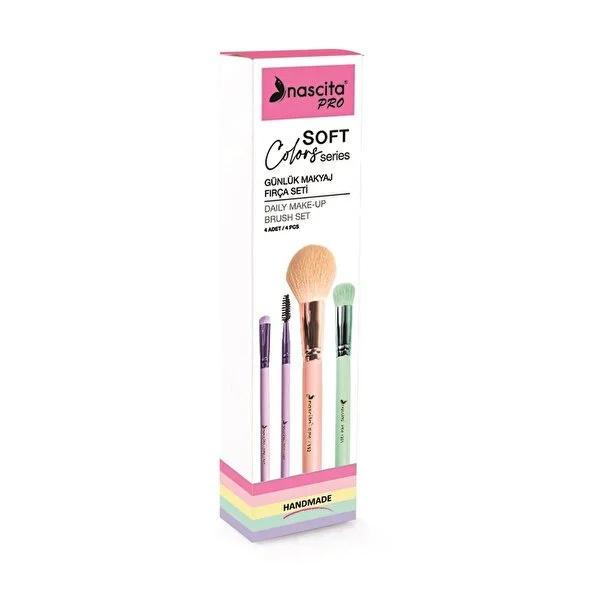 Nascita Soft Colors Makeup Brush Set - 4 Piece High-Quality Daily Makeup Brushes for Professional and Everyday Use