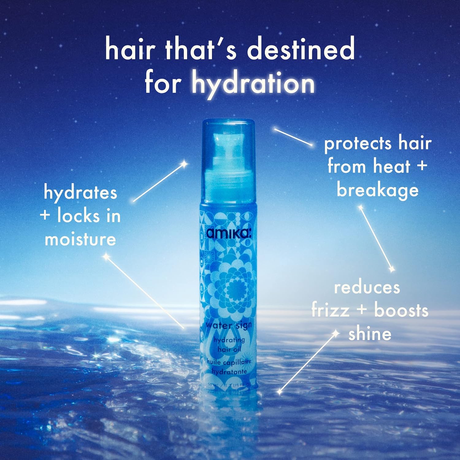 Amika Water Sign Hydrating Hair Oil with Hyaluronic Acid 1.7 Oz - M2G