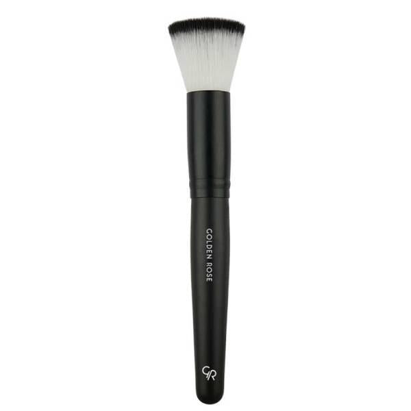 Golden Rose Makeup Brush - Round Face Brush for Smooth Liquid Foundation Application