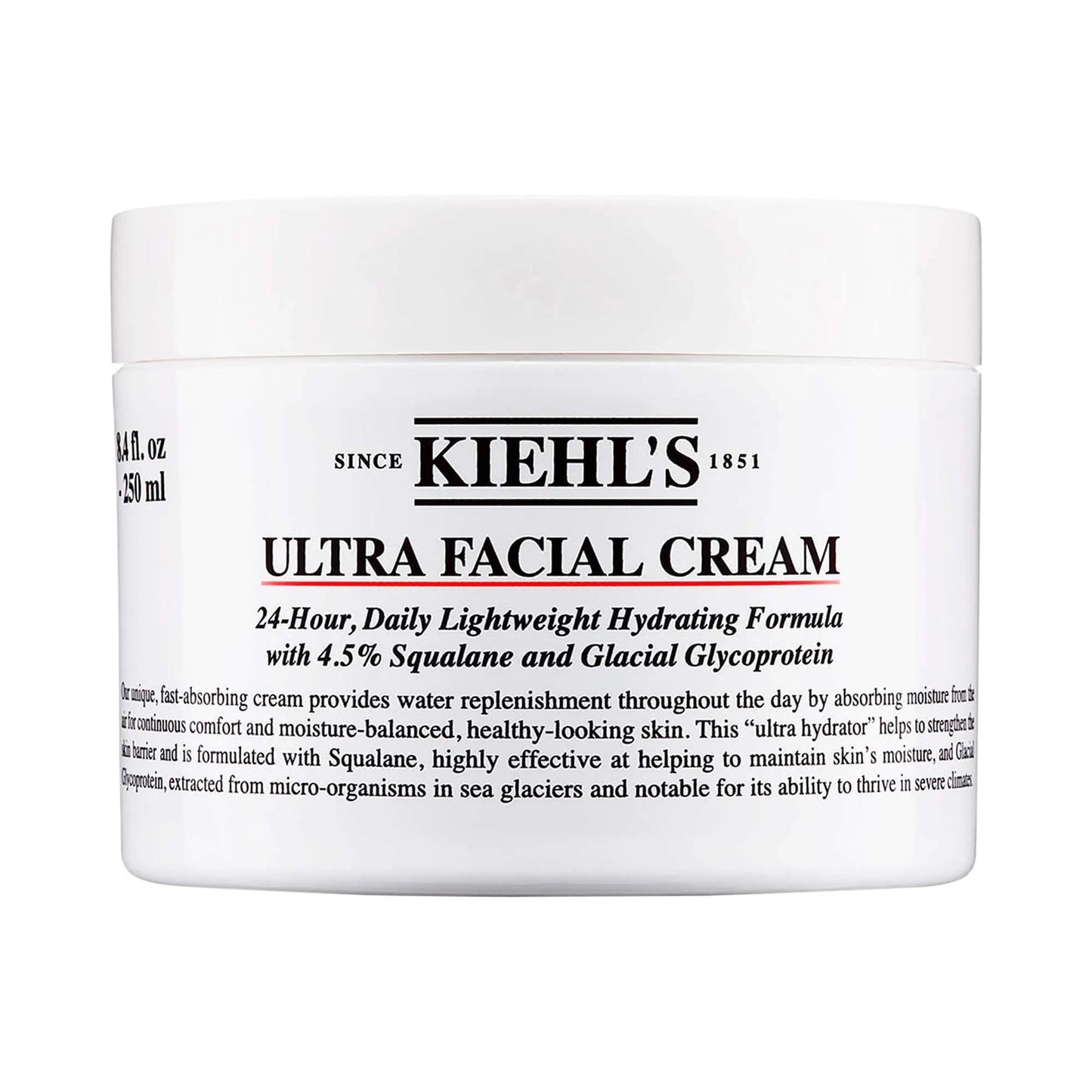 Kiehl's Ultra Facial Refillable Moisturizing Cream - Squalane Face Cream for Long-Lasting Hydration, Non-Greasy, Fragrance-Free