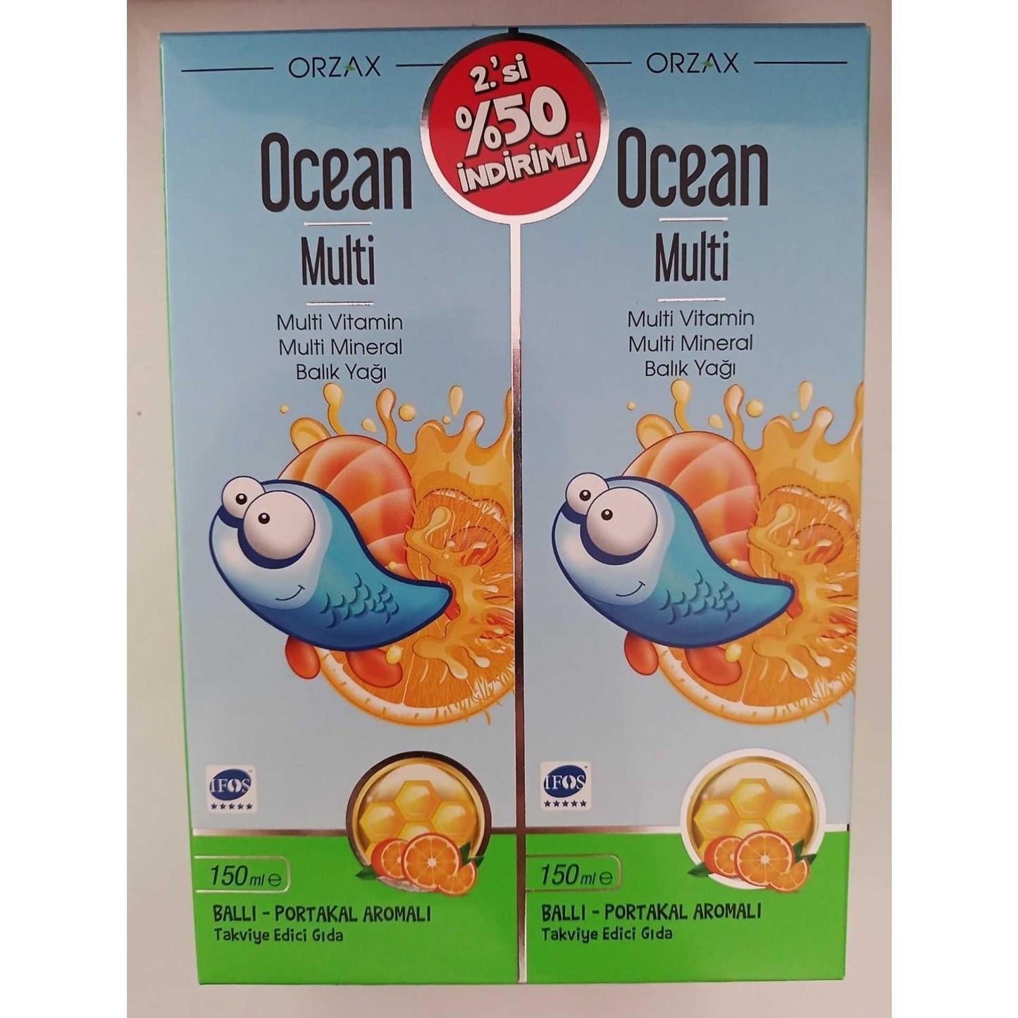 Ocean Multi Vitamin Syrup for Kids and Adults - Honey & Orange Flavored Dietary Supplement with Omega-3