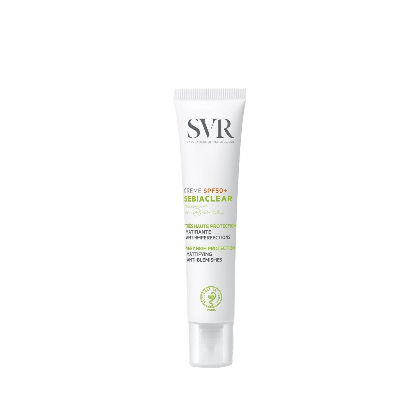 SVR Sebiaclear Creme SPF50+ Sunscreen Cream for Sensitive Skin - Moisturizing, Non-Comedogenic, High SPF Protection