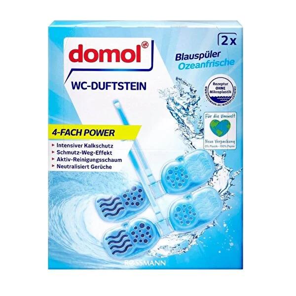Domol Blue Ocean Freshness Toilet Block/Freshener - 96g - Toilet Cleaning Product with Limescale Prevention